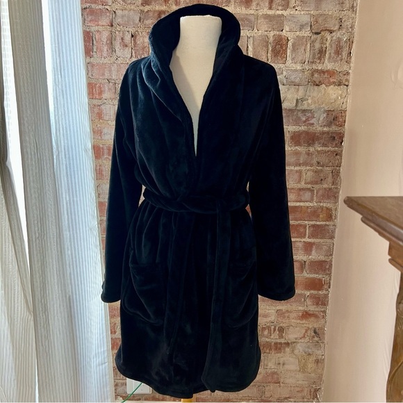 Victoria's Secret Black Comfy Robe with Pink Logo -Size XS/S -NW05 - Picture 4 of 6